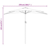Garden Parasol with Aluminium Pole Sand 270x144 cm Half - Extra Image