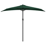 Garden Parasol with Aluminium Pole Green 270x144 cm Half