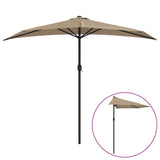Garden Parasol with Aluminium Pole Taupe 270x144 cm Half - Front View