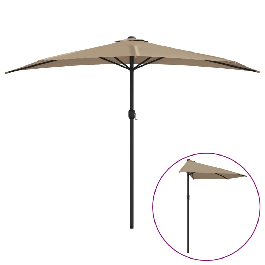 Garden Parasol with Aluminium Pole Taupe 300x155 cm Half
