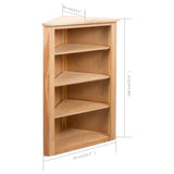 Corner Shelf 59x36x100 cm Solid Oak Wood - Rear View