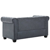 2-Seater Chesterfield Sofa Artificial Suede Leather Grey - Side View