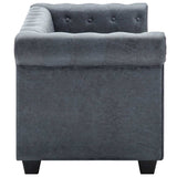 2-Seater Chesterfield Sofa Artificial Suede Leather Grey - Top-Down View