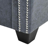 2-Seater Chesterfield Sofa Artificial Suede Leather Grey - Rear View