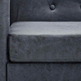 2-Seater Chesterfield Sofa Artificial Suede Leather Grey - Close-Up Angle
