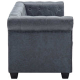 3-Seater Chesterfield Sofa Artificial Suede Leather Grey - Side View