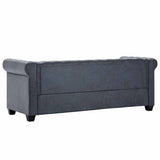 3-Seater Chesterfield Sofa Artificial Suede Leather Grey - Top-Down View