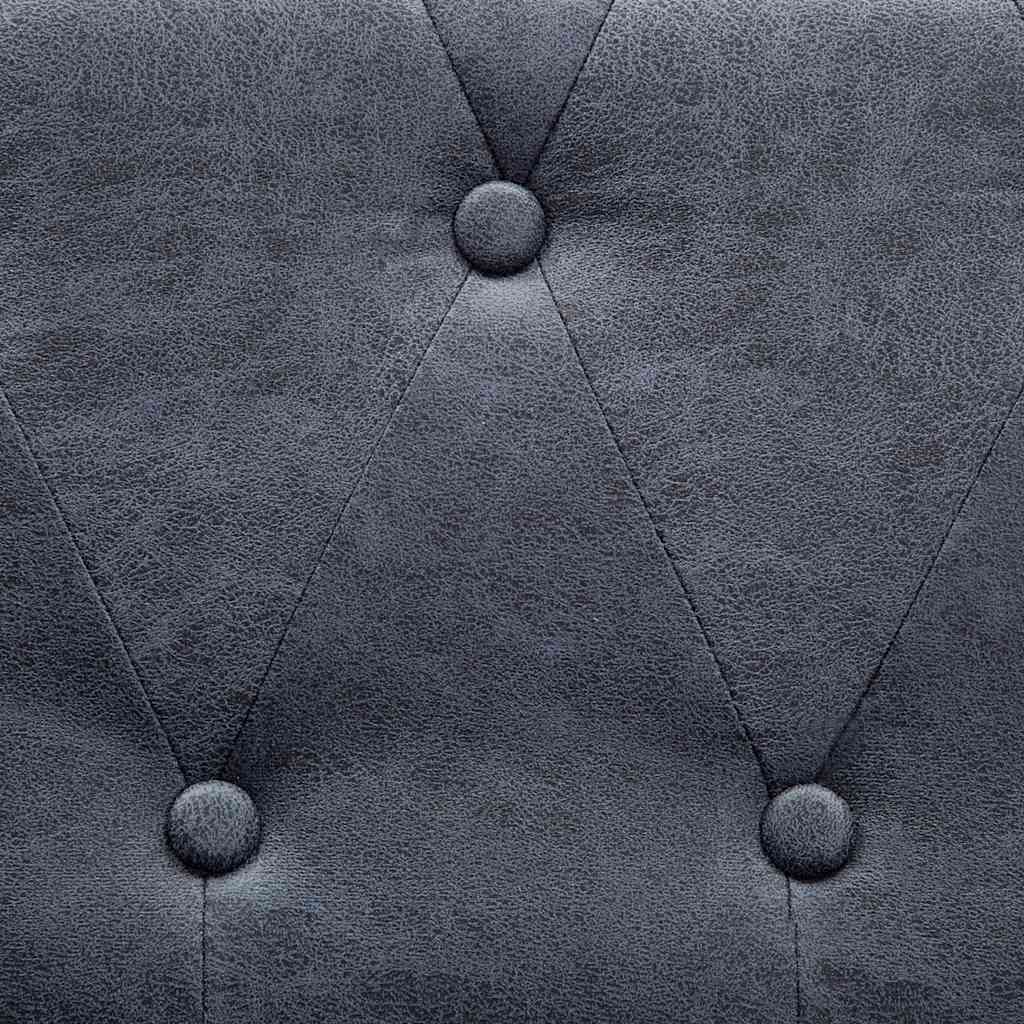 3-Seater Chesterfield Sofa Artificial Suede Leather Grey
