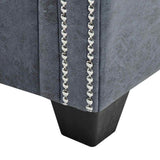 3-Seater Chesterfield Sofa Artificial Suede Leather Grey - Rear View