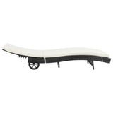 Sun Lounger with Wheels and Cushion Poly Rattan Black - Side View