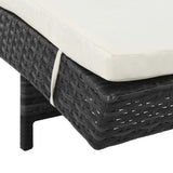 Sun Lounger with Wheels and Cushion Poly Rattan Black - 45-Degree Angle