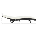 Sun Lounger with Wheels and Cushion Poly Rattan Black
