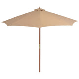 Garden Parasol with Wooden Pole 300 cm Taupe