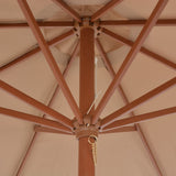 Garden Parasol with Wooden Pole 300 cm Taupe - 45-Degree Angle