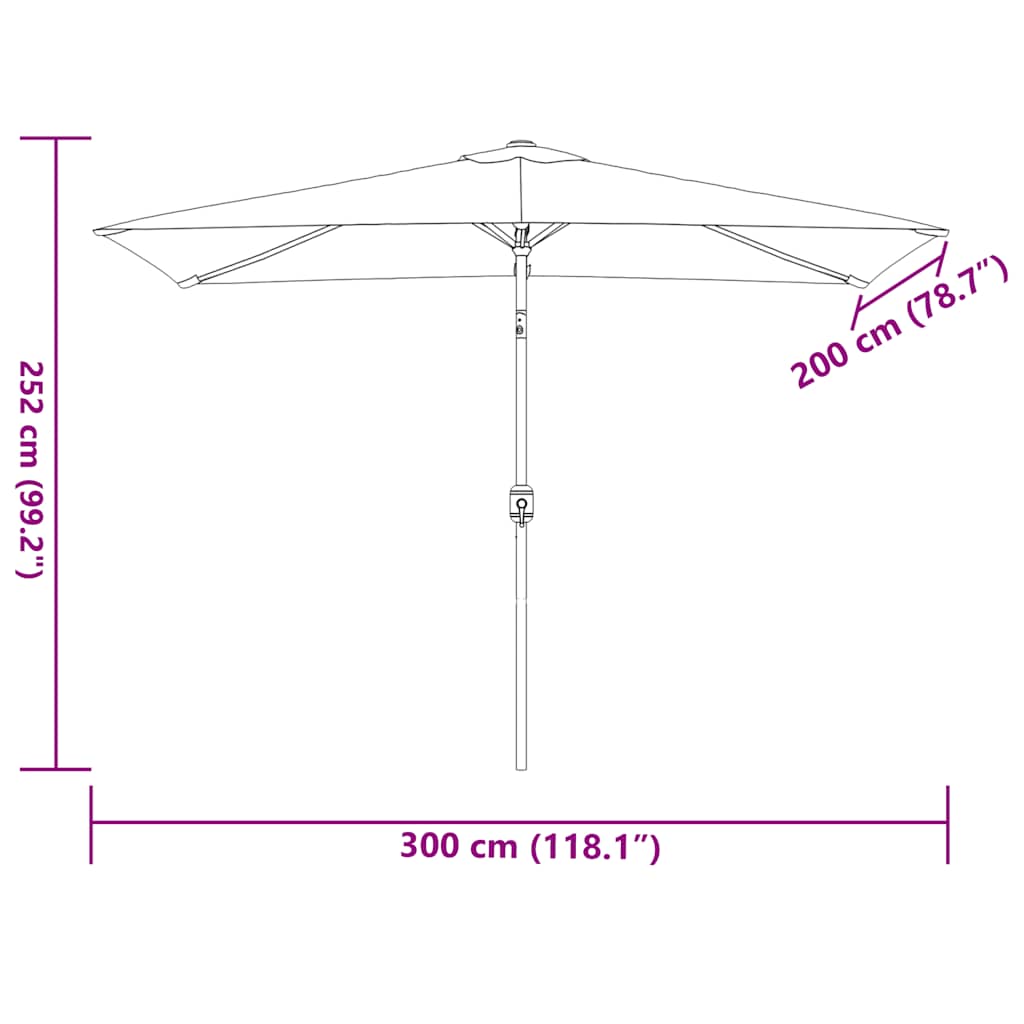 Garden Parasol with Metal Pole 300x200 cm Taupe