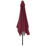 Garden Parasol with Metal Pole 300x200 cm Bordeaux Red - Top-Down View