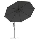 Cantilever Garden Parasol with Aluminium Pole 350 cm Anthracite - Top-Down View