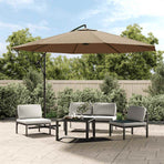 Cantilever Garden Parasol with Steel Pole 350 cm Taupe