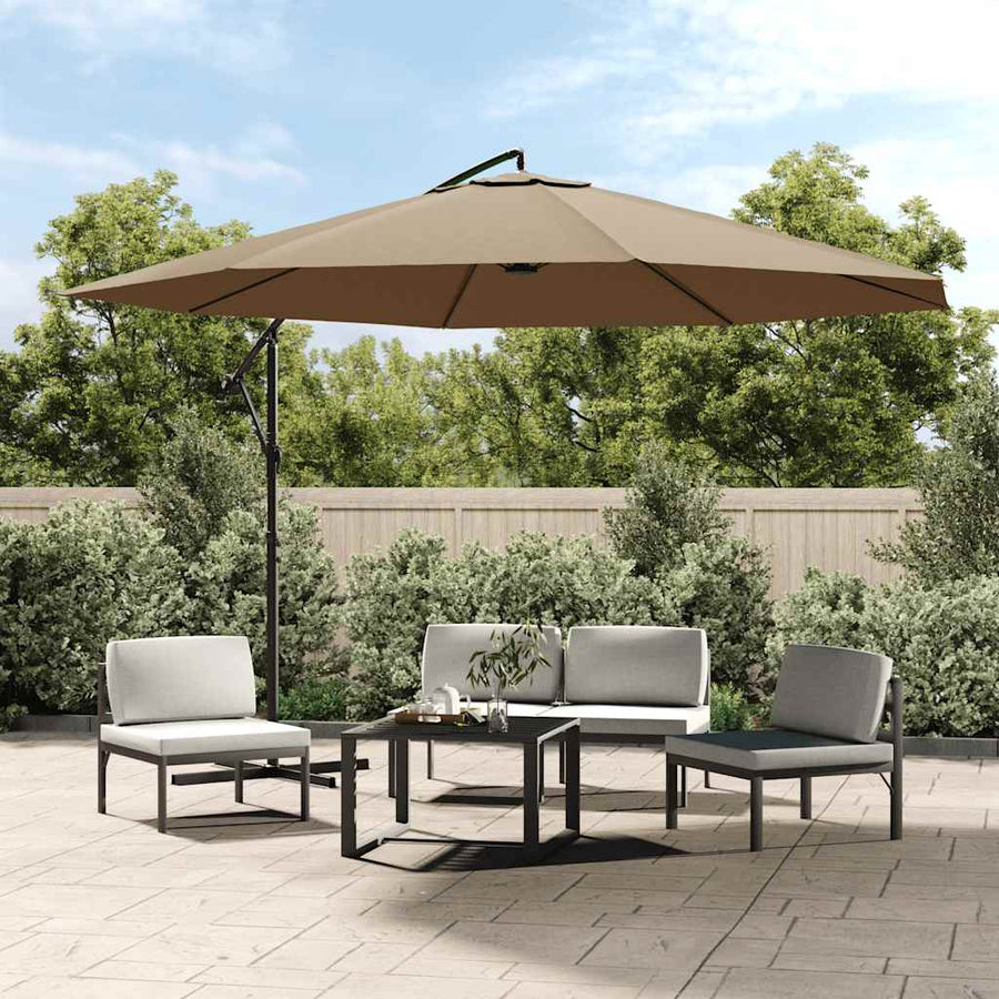 Cantilever Garden Parasol with Steel Pole 350 cm Taupe