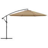 Cantilever Garden Parasol with Aluminium Pole 350 cm Taupe - Side View