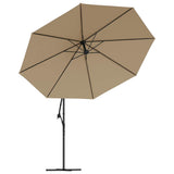 Cantilever Garden Parasol with Aluminium Pole 350 cm Taupe - Top-Down View
