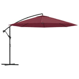 Cantilever Garden Parasol with Aluminium Pole 350 cm Bordeaux Red - Front View