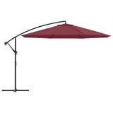 Cantilever Garden Parasol with Aluminium Pole 350 cm Bordeaux Red - Side View