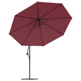 Cantilever Garden Parasol with Aluminium Pole 350 cm Bordeaux Red - Top-Down View
