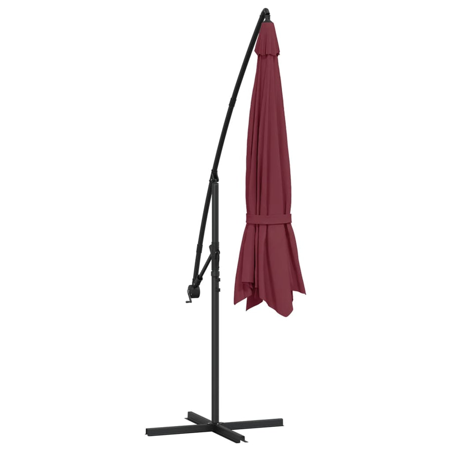 Cantilever Garden Parasol with Steel Pole 350 cm Bordeaux Red