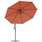 Cantilever Garden Parasol with Aluminium Pole 350 cm Terracotta - Top-Down View