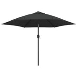 Garden Parasol with LED Lights and Steel Pole 300cm Anthracite