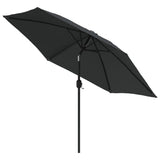Garden Parasol with LED Lights and Steel Pole 300cm Anthracite - Top-Down View