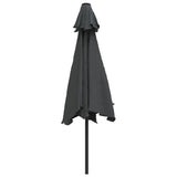 Garden Parasol with LED Lights and Steel Pole 300cm Anthracite - Rear View