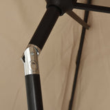 Garden Parasol with LED Lights and Steel Pole 300 cm Taupe - Close-Up Angle