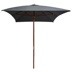 Garden Parasol with Wooden Pole 200x300 cm Anthracite