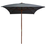 Garden Parasol with Wooden Pole 200x300 cm Anthracite - Front View