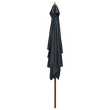 Garden Parasol with Wooden Pole 200x300 cm Anthracite - Side View