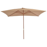 Garden Parasol with Wooden Pole 200x300 cm Taupe