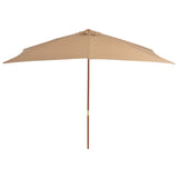 Garden Parasol with Wooden Pole 200x300 cm Taupe - Side View