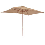 Garden Parasol with Wooden Pole 200x300 cm Taupe - Top-Down View