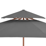 Double Decker Garden Parasol with Wooden Pole 270 cm Anthracite - 45-Degree Angle