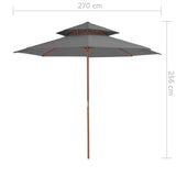 Double Decker Garden Parasol with Wooden Pole 270 cm Anthracite - Close-Up Angle