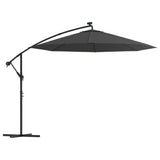 Cantilever Garden Parasol with LED Lights and Steel Pole 300 cm Anthracite