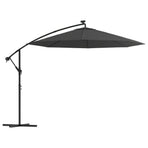 Cantilever Garden Parasol with LED Lights and Steel Pole 300 cm