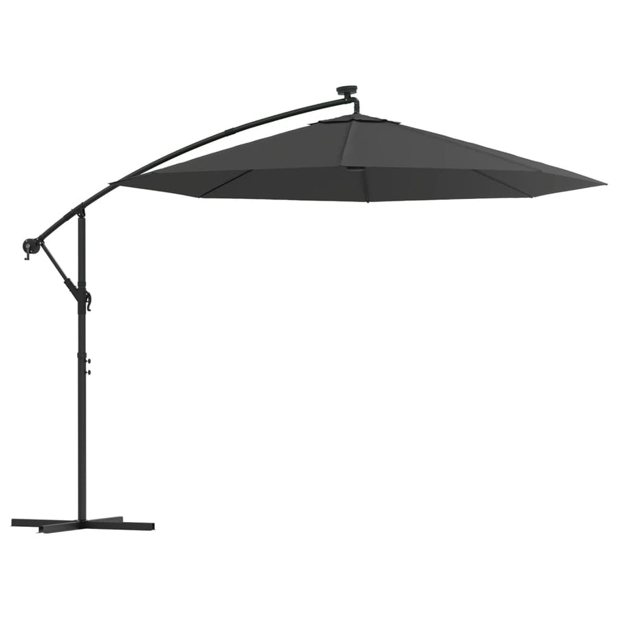 Cantilever Garden Parasol with LED Lights and Steel Pole 300 cm