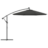 Cantilever Garden Parasol with LED Lights and Steel Pole 300 cm Anthracite - Top-Down View