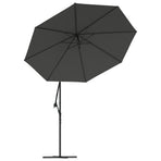 Cantilever Garden Parasol with LED Lights and Steel Pole 300 cm