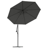 Cantilever Garden Parasol with LED Lights and Steel Pole 300 cm Anthracite - 45-Degree Angle