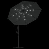 Cantilever Garden Parasol with LED Lights and Steel Pole 300 cm Anthracite - Rear View