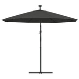 Cantilever Garden Parasol with LED Lights and Steel Pole 300 cm Anthracite - Close-Up Angle